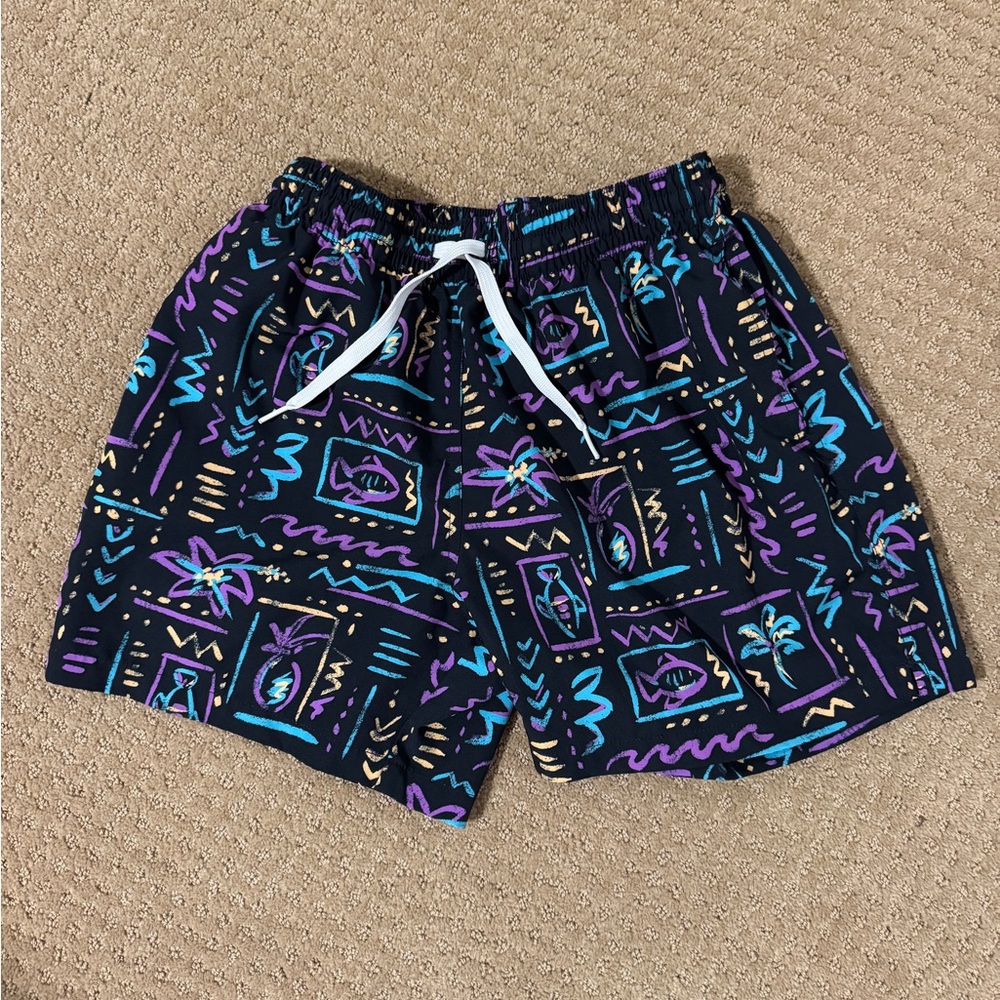 Chubbies Black and Purple Athletic Shorts with Elastic Waistband
